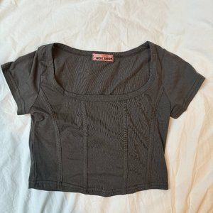 Grey Corset Crop Top